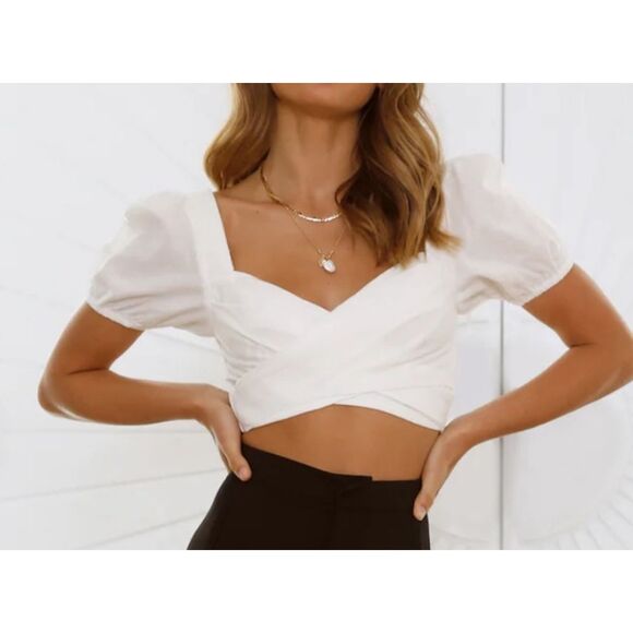 Hello Molly Tops - NWT Hello Molly Lady of Mine Crop White large